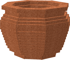 A low-poly clay vase designed as a decorative environmental prop for medieval village builds.